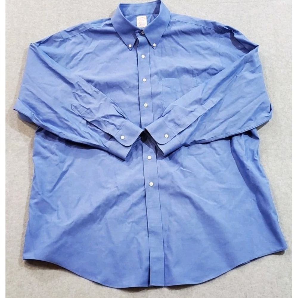 Brooks Brothers Traditional Fit Blue Button Down Dress Shirt Size 18-34 Non Iron
